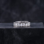 Round Moissanite Wedding Band, channel set band